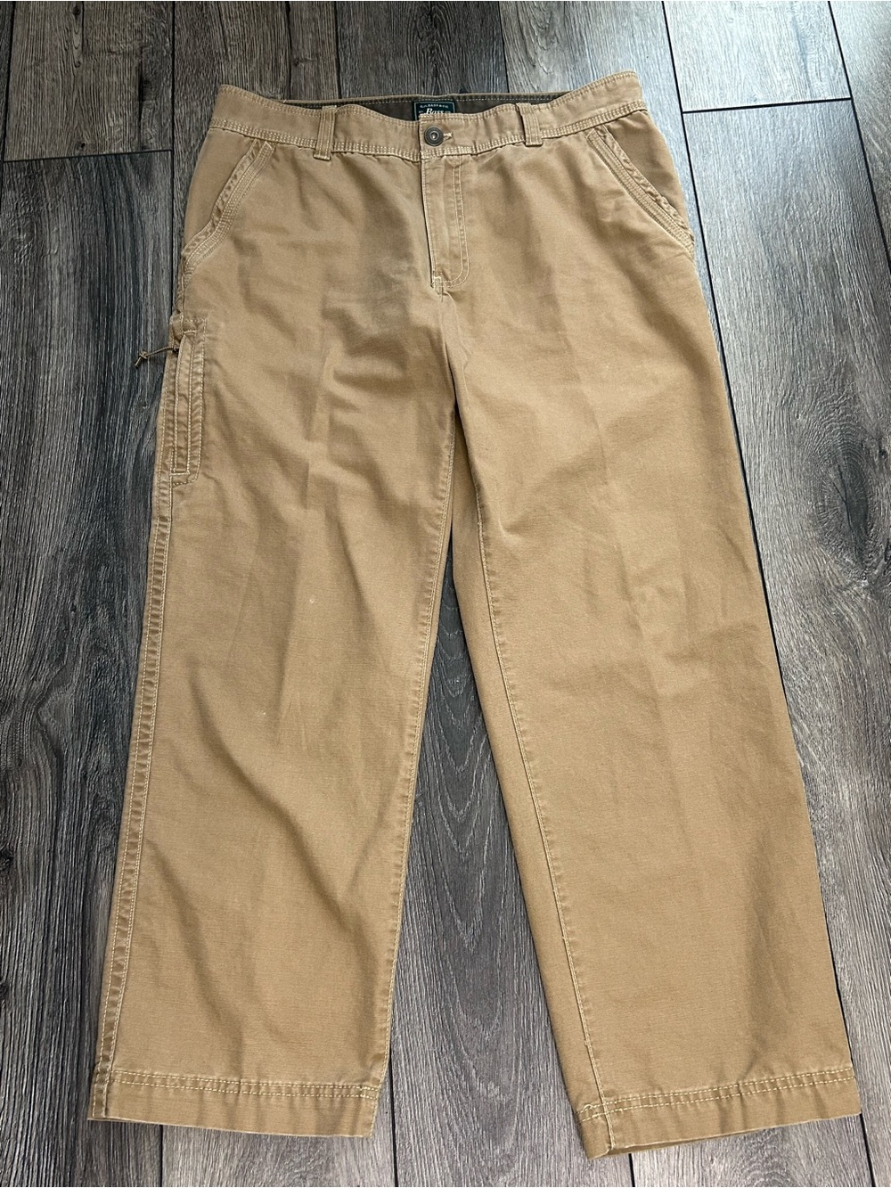 G.H. Bass Men’s Carpenter Pants 34x30 Khaki Tan Workwear Straight Leg NWOT - Picture 2 of 15